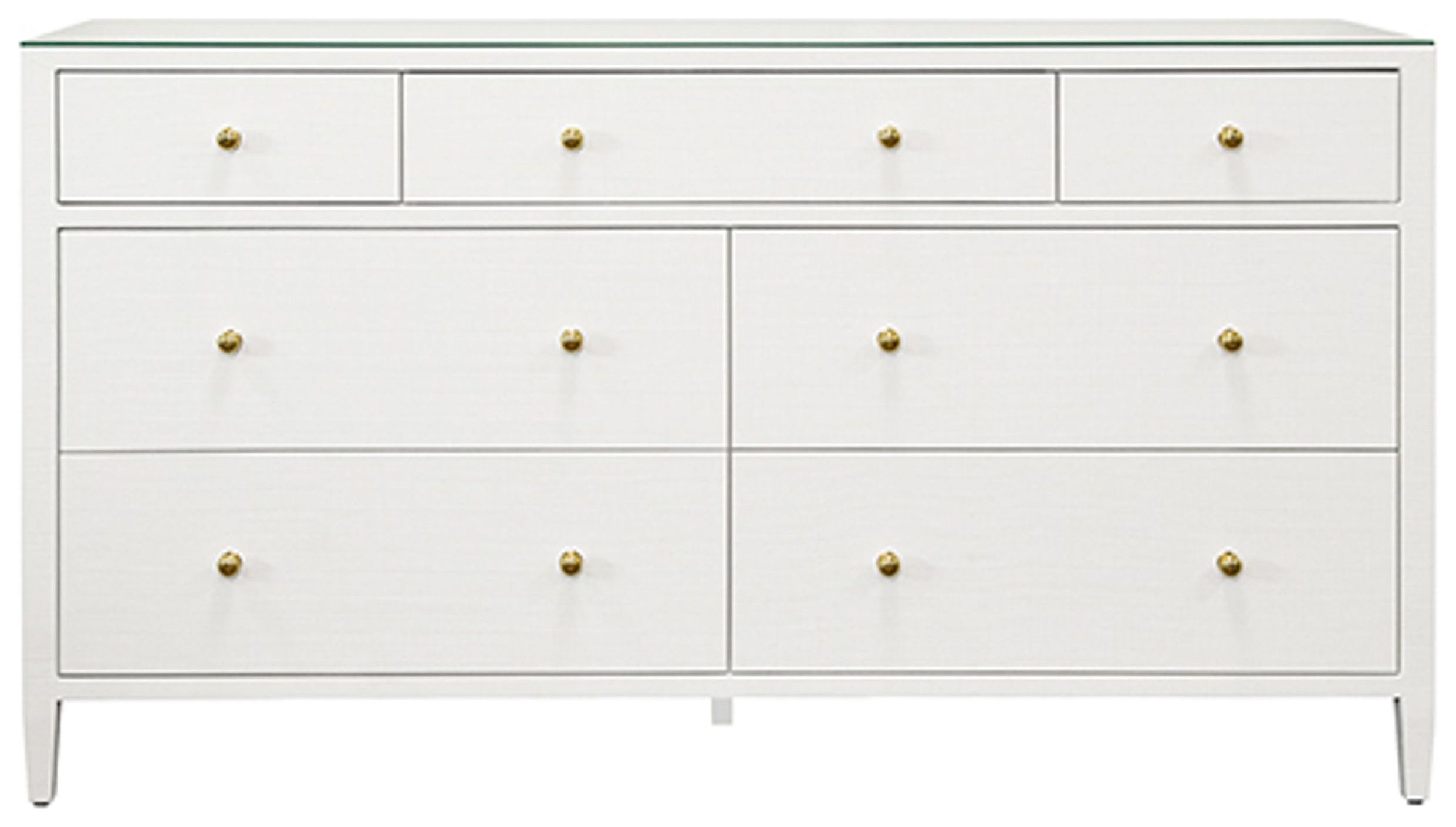 Carnegie Textured White Linen 7 Drawer Dresser from Worlds Away