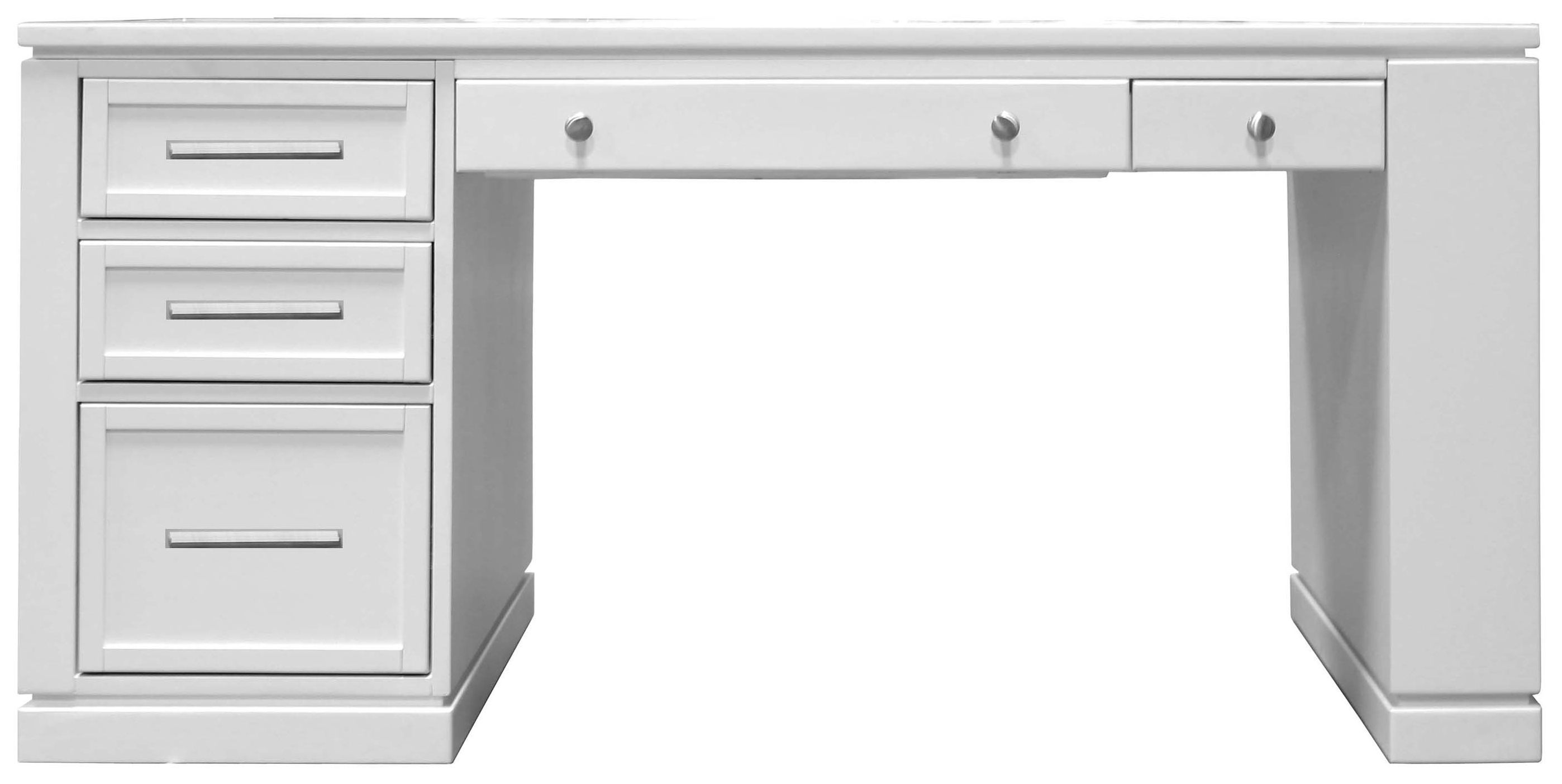 Home Office Desk Metal Legs White Modern Desk With 2 Drawers | 42 Inch Makeup Vanity & Computer Desk | Small Writing Desk For Bedroom Office Space Saving Home Office Desk