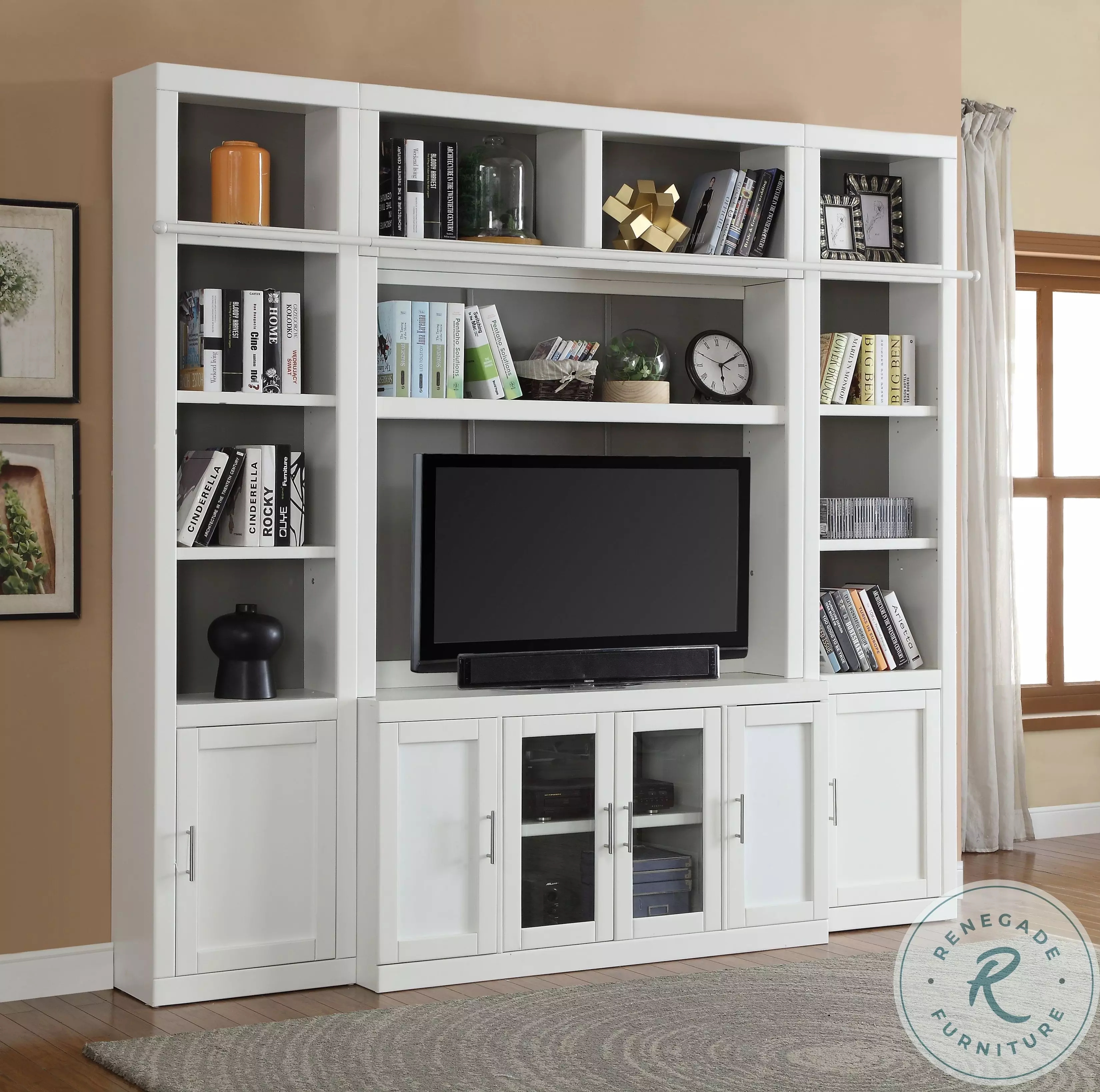 Catalina Cottage White 4 Piece Space Saver Entertainment Wall From