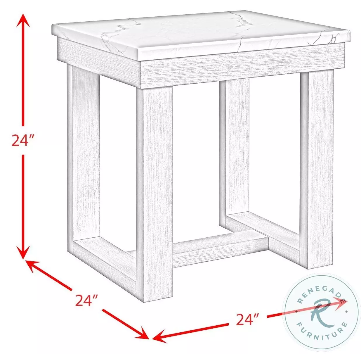 Jocelyn Brushed White End Table