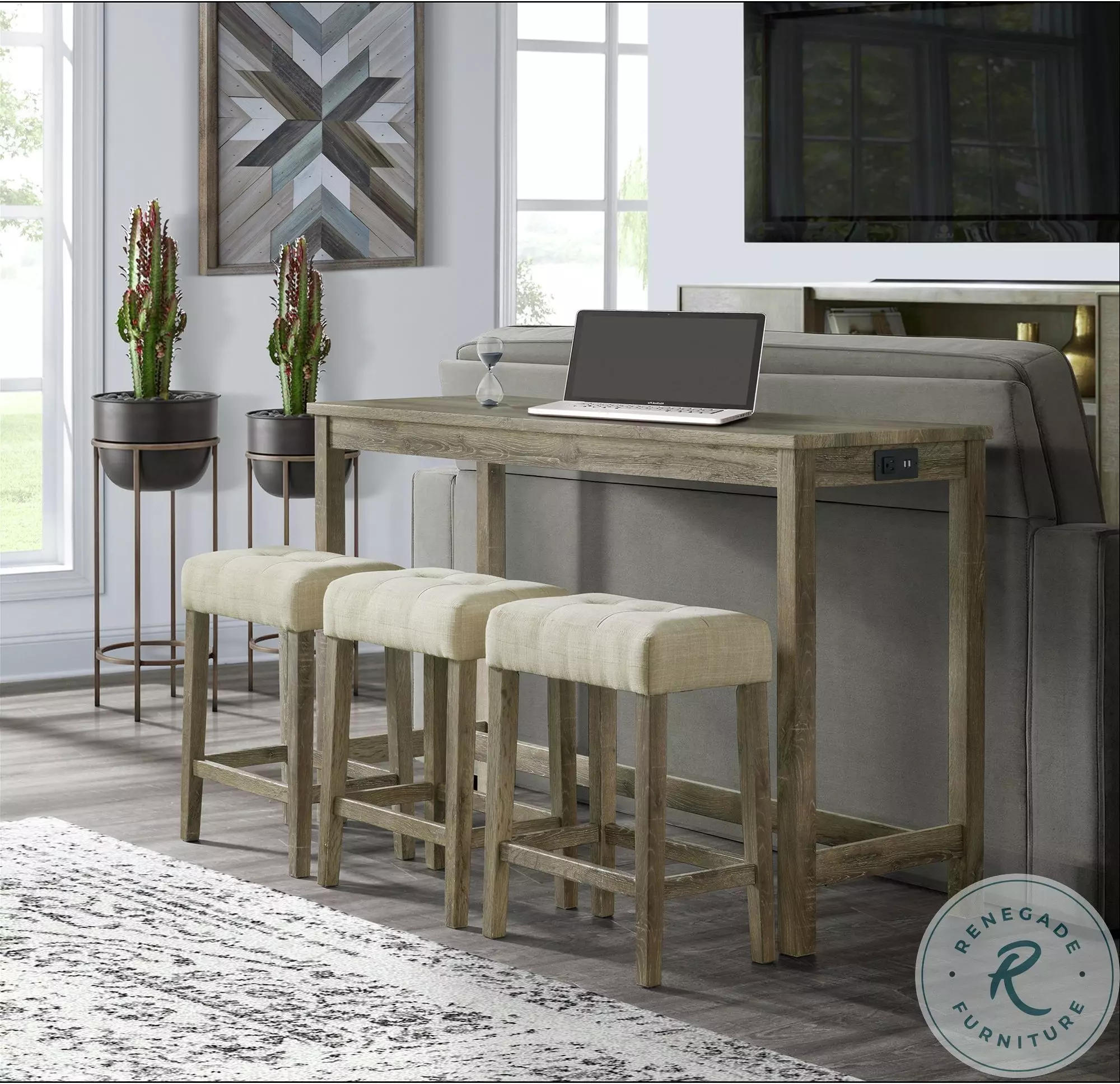 Turner Oak Multipurpose Bar Table Set From Home Gallery