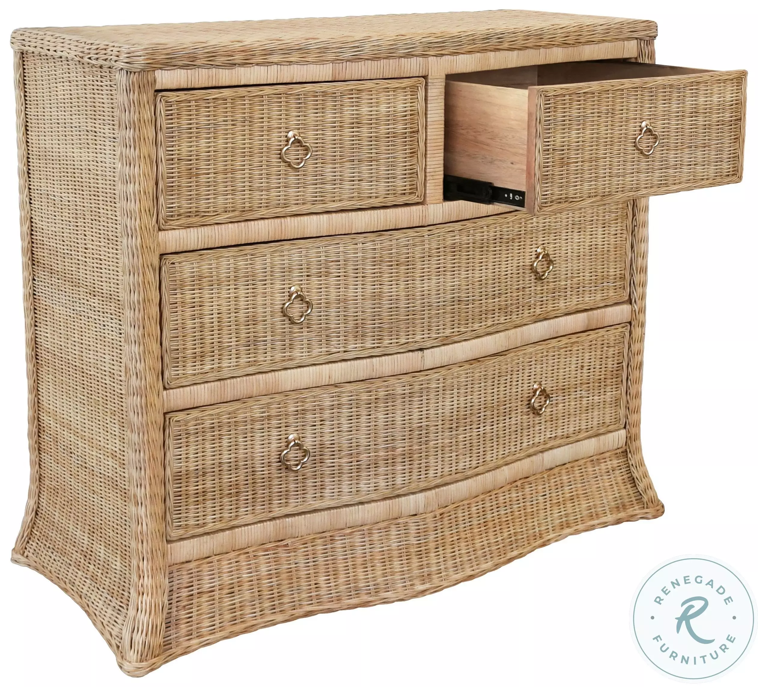 未開封テリ・ワイフェンバックBetween Maple and Chestnut Celine Woven Rattan 4 Drawer Chest From Worlds Away