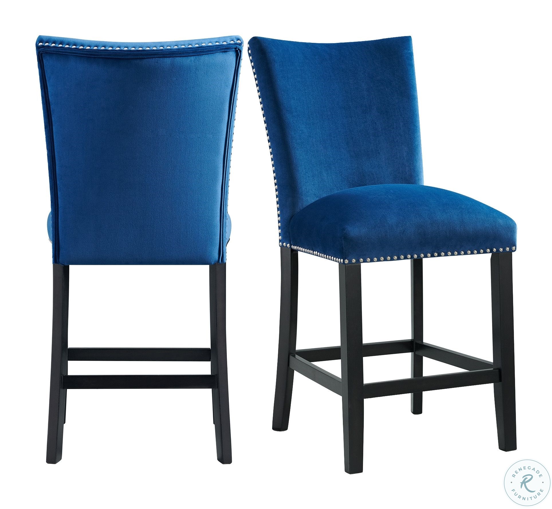 Celine Blue Velvet Counter Height Chair Set of 2 from Picket House