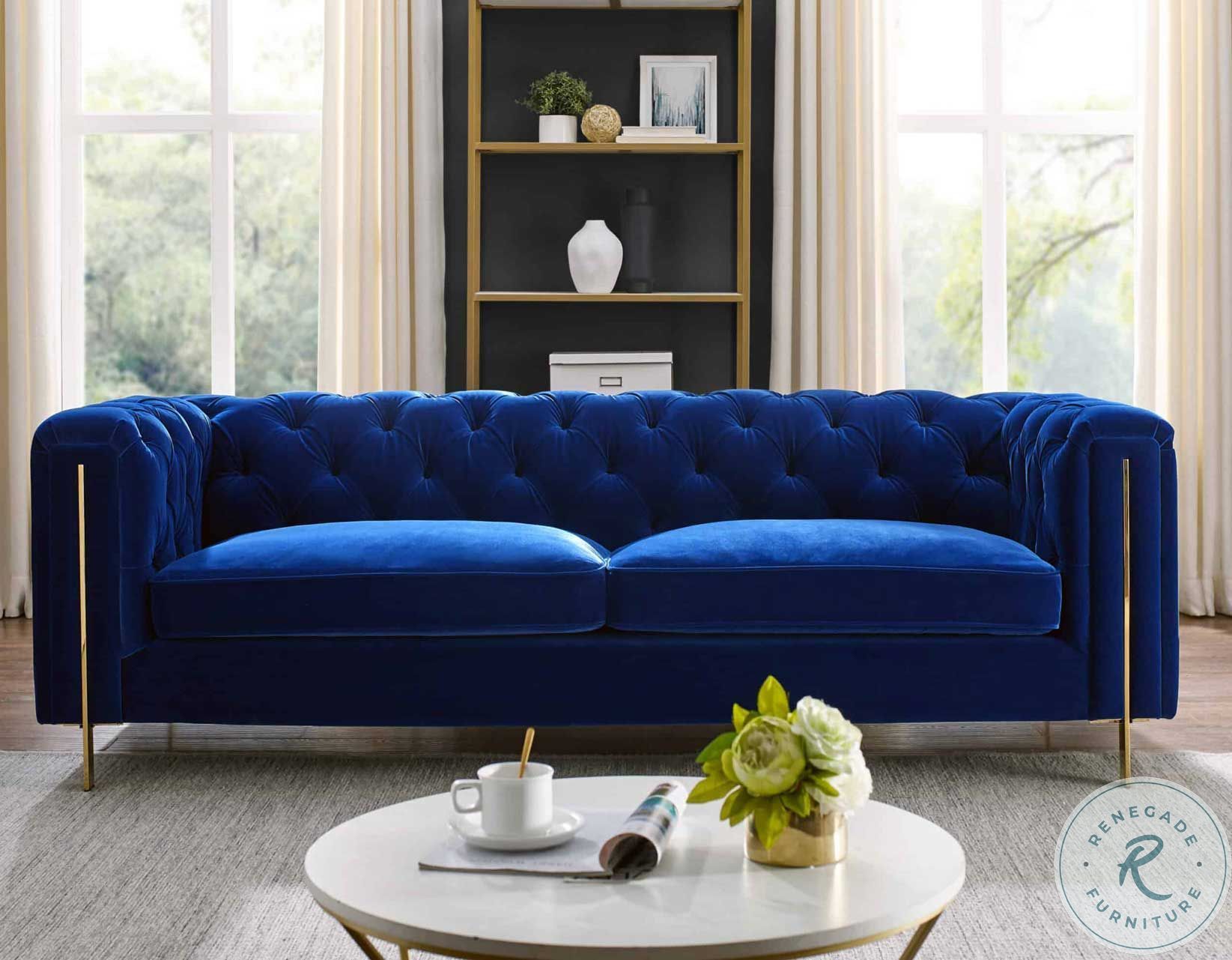 Charlene Blue Button Tufted Sofa From Steve Silver Coleman Furniture