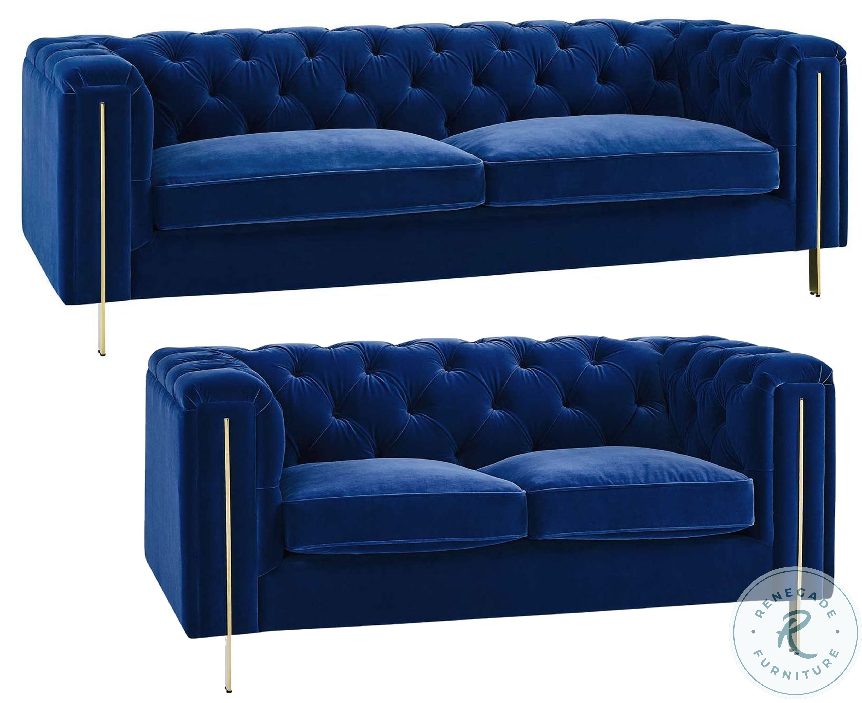 Charlene Blue Button Tufted Loveseat From Steve Silver Coleman Furniture