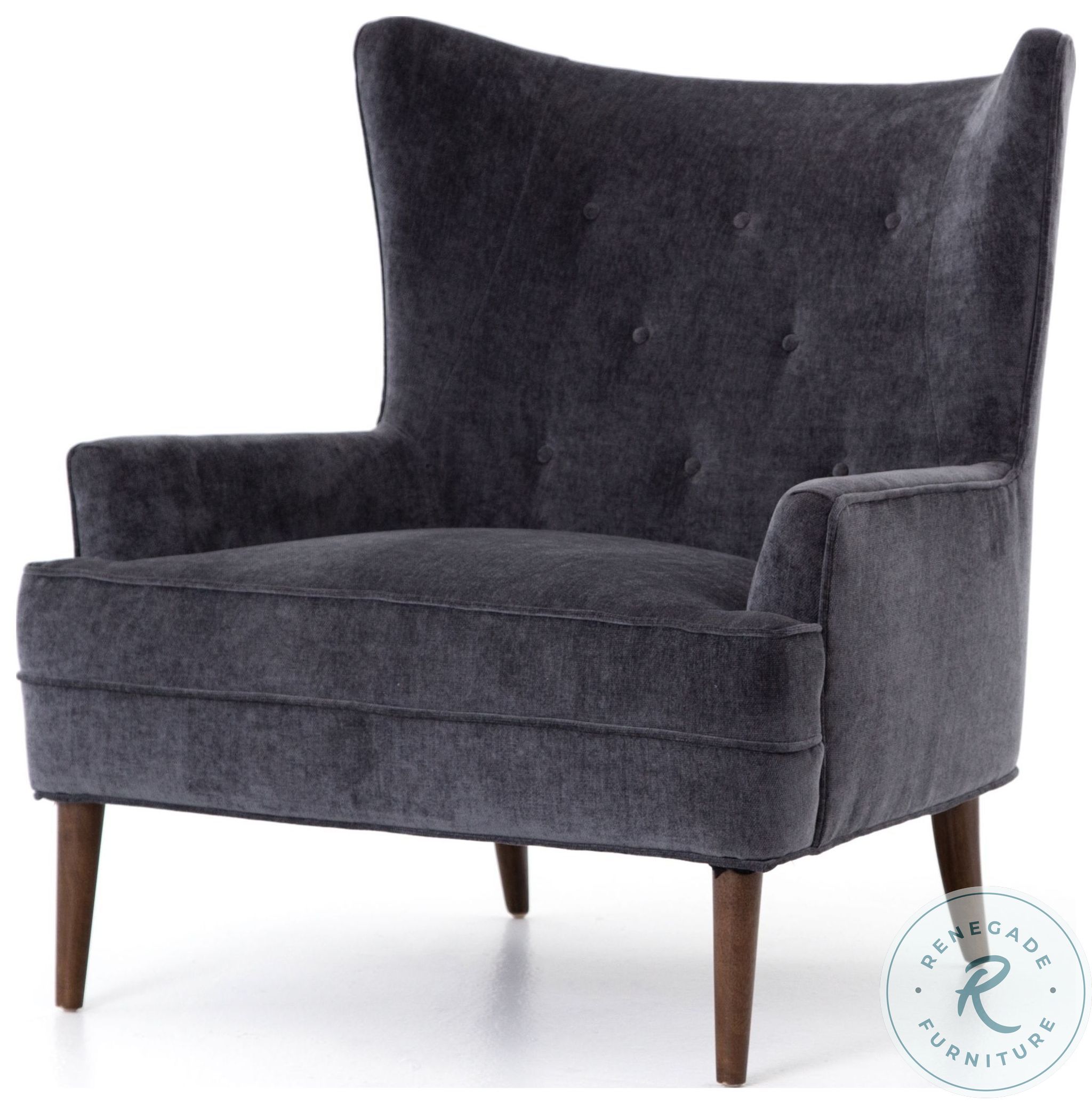 Clermont Charcoal Worn Velvet Chair from Four Hands Coleman Furniture