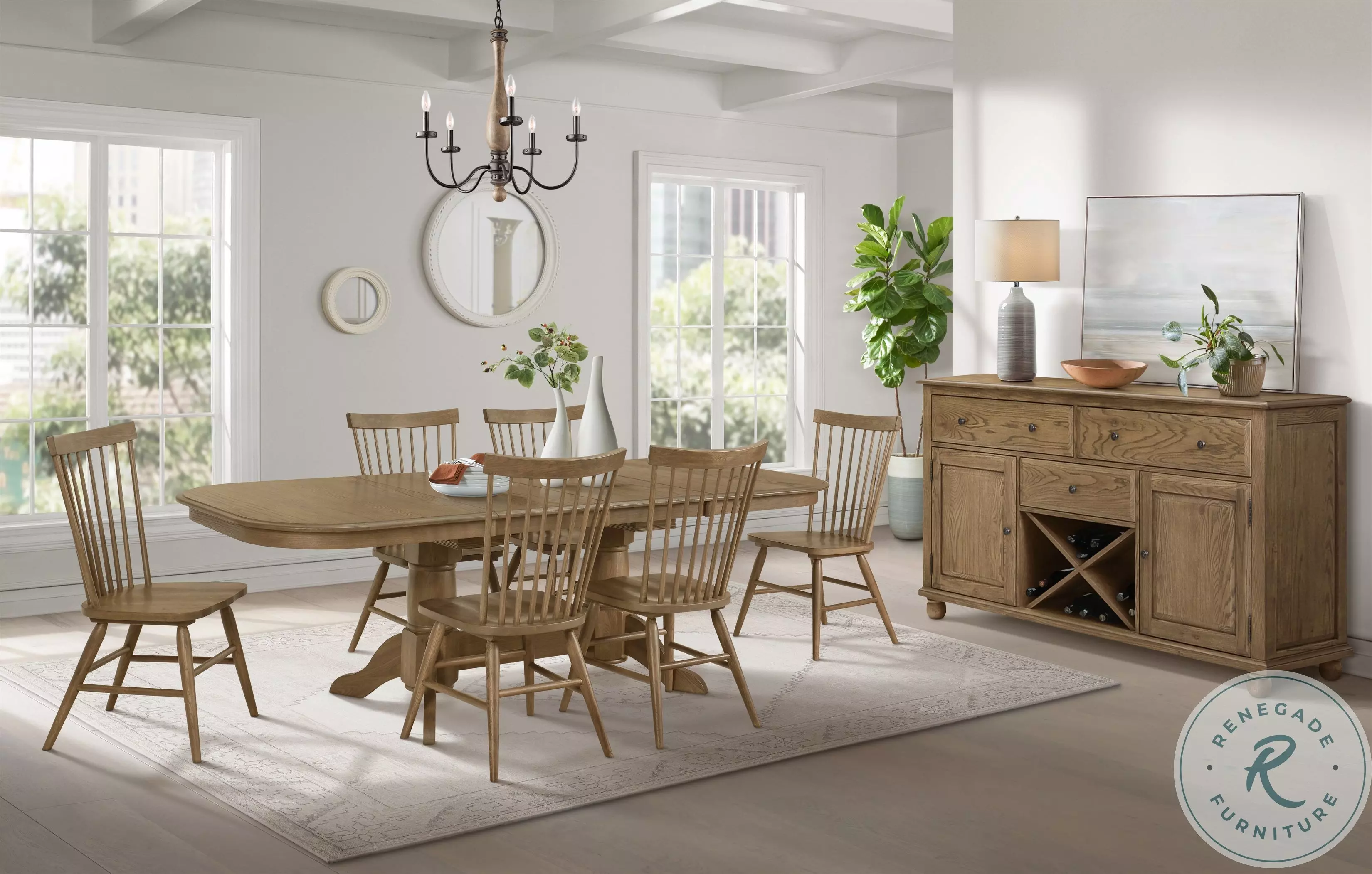 Colonial Oak Weathered Chestnut Spindle Back Side Chair Set of