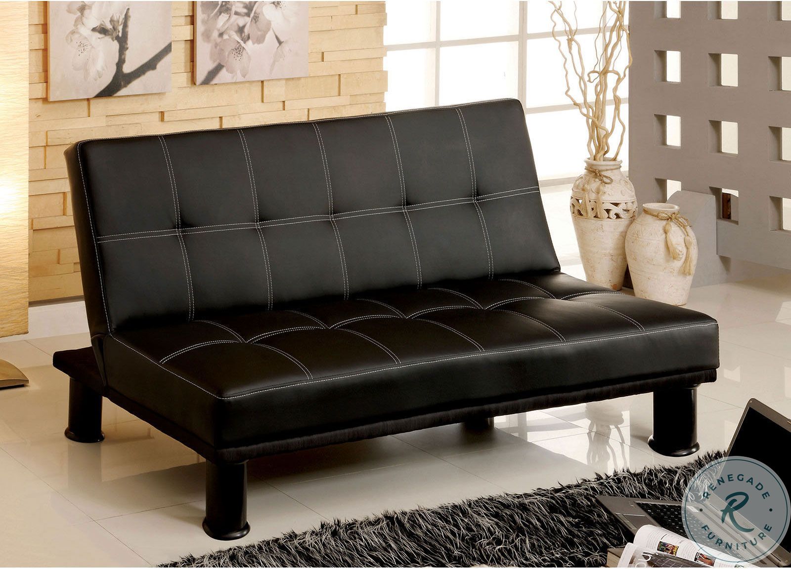Quinn Leatherette Futon Sofa from Furniture of America (CM2394