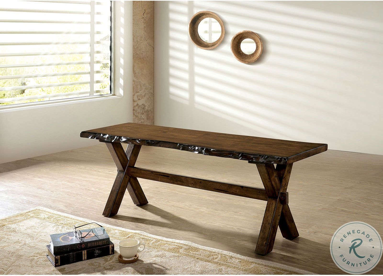 Woodworth Distressed Wood Bench from Furniture of America Coleman