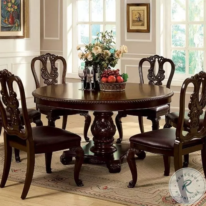 Bellagio Brown Cherry Round Pedestal Dining Table from Furniture