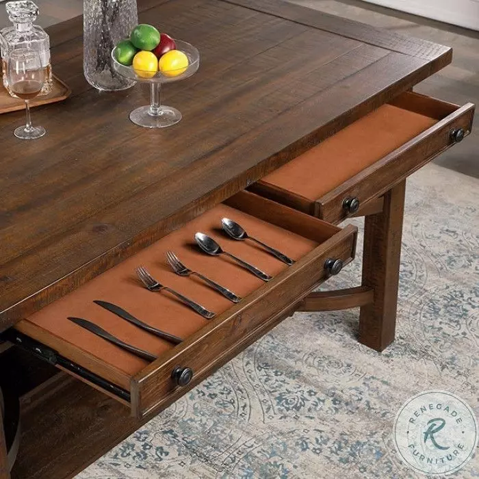 Fredonia Rustic Oak Counter Height Dining Table From