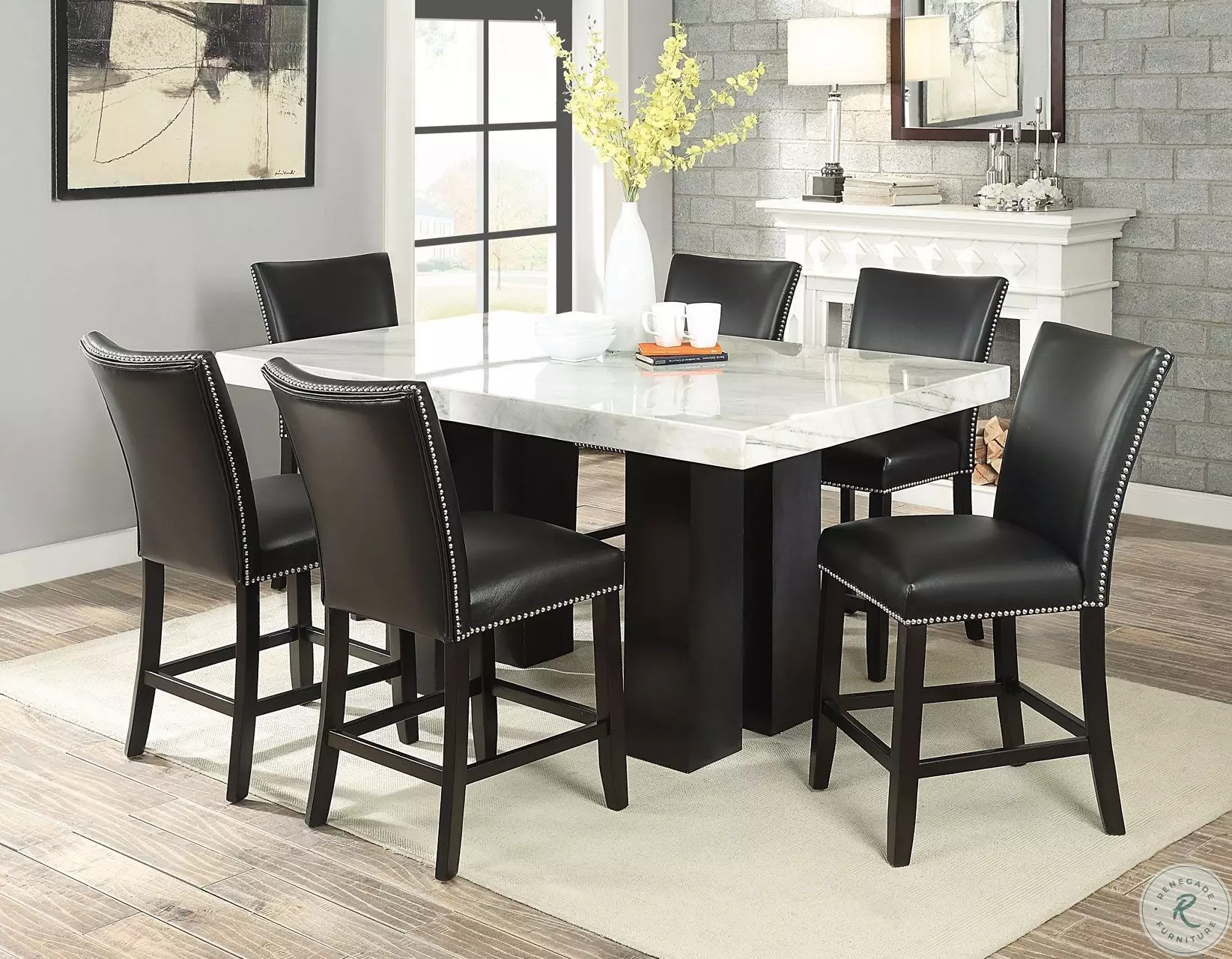 Camila Black and Espresso Counter Chair Set of 2 from Steve Silver