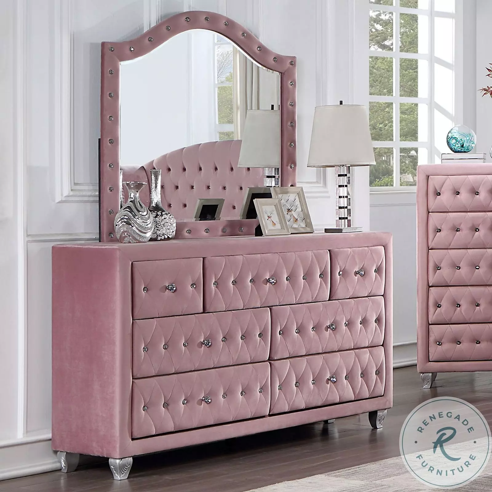 grey and pink dresser Oakham 4-Drawer Dresser, Nude Pink - daals main image 1