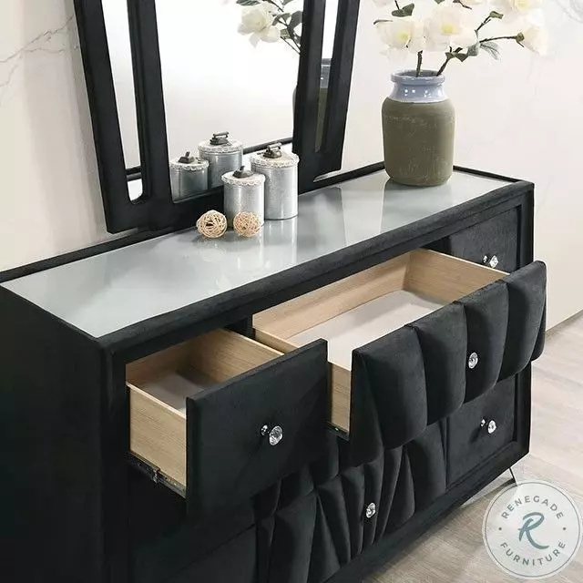 black dresser with diamond knobs Assembled Diamond Black Dresser & Mirror