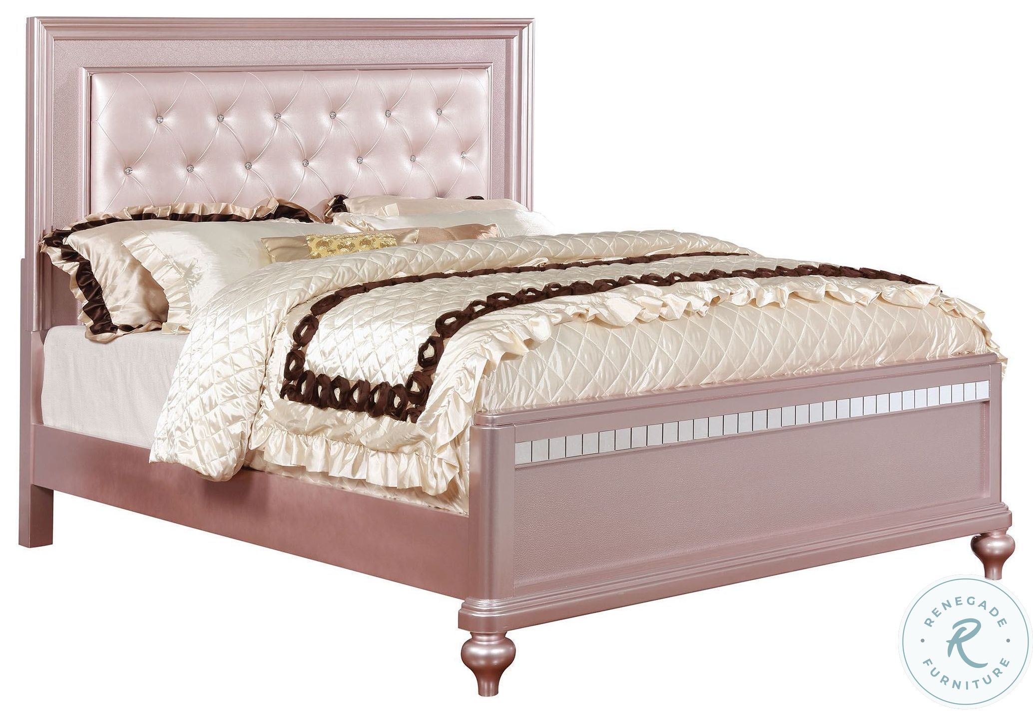 Ariston Rose Gold Twin Upholstered Panel Bed from Furniture of America