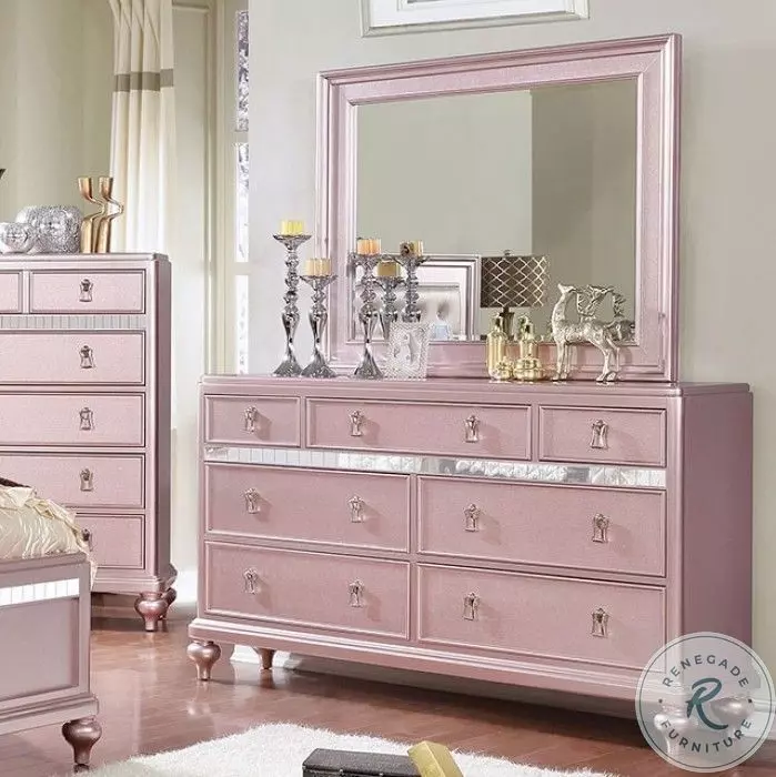 Furniture of America Avior Rose Gold Dresser
