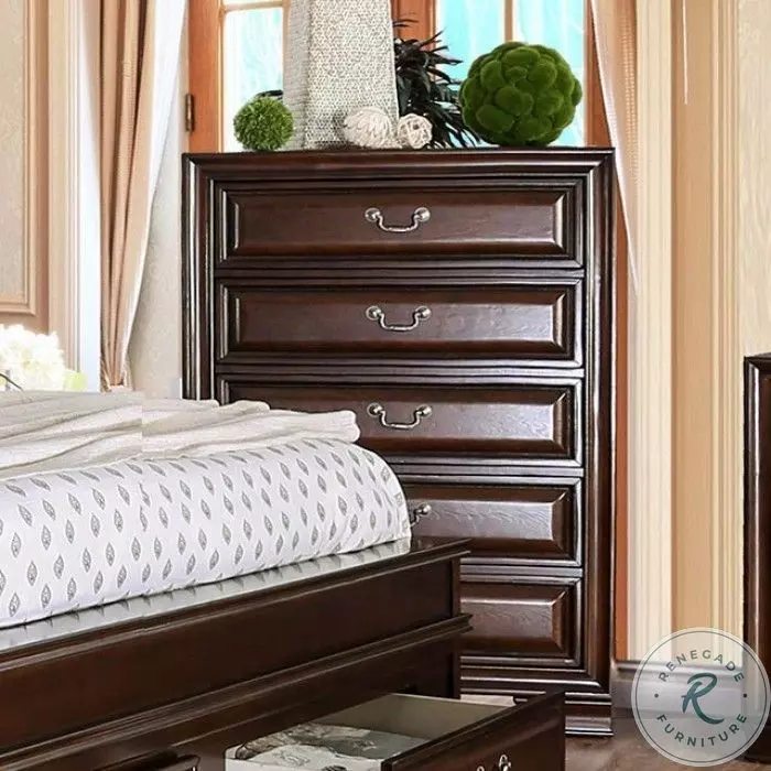 Brandt Brown Cherry Storage Sleigh Bedroom Set from Furniture of