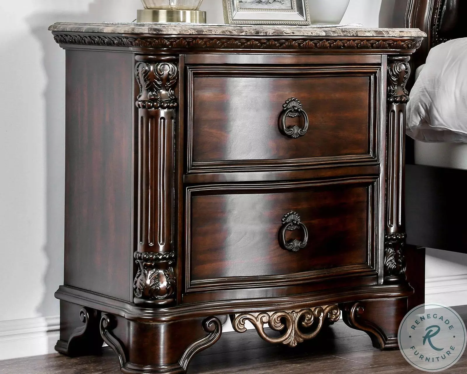 Menodora Brown Cherry Nightstand from Furniture of America