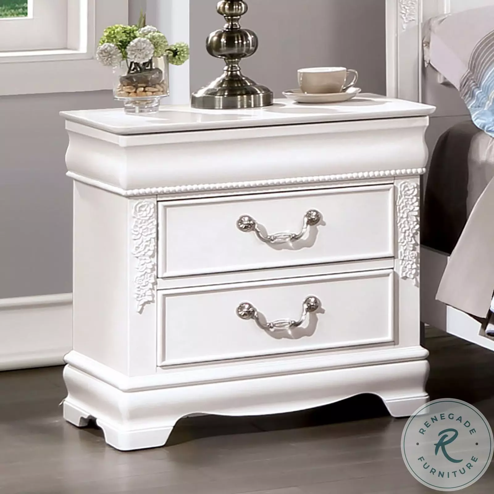 Alecia White Nightstand From Furniture of America | Coleman Furniture