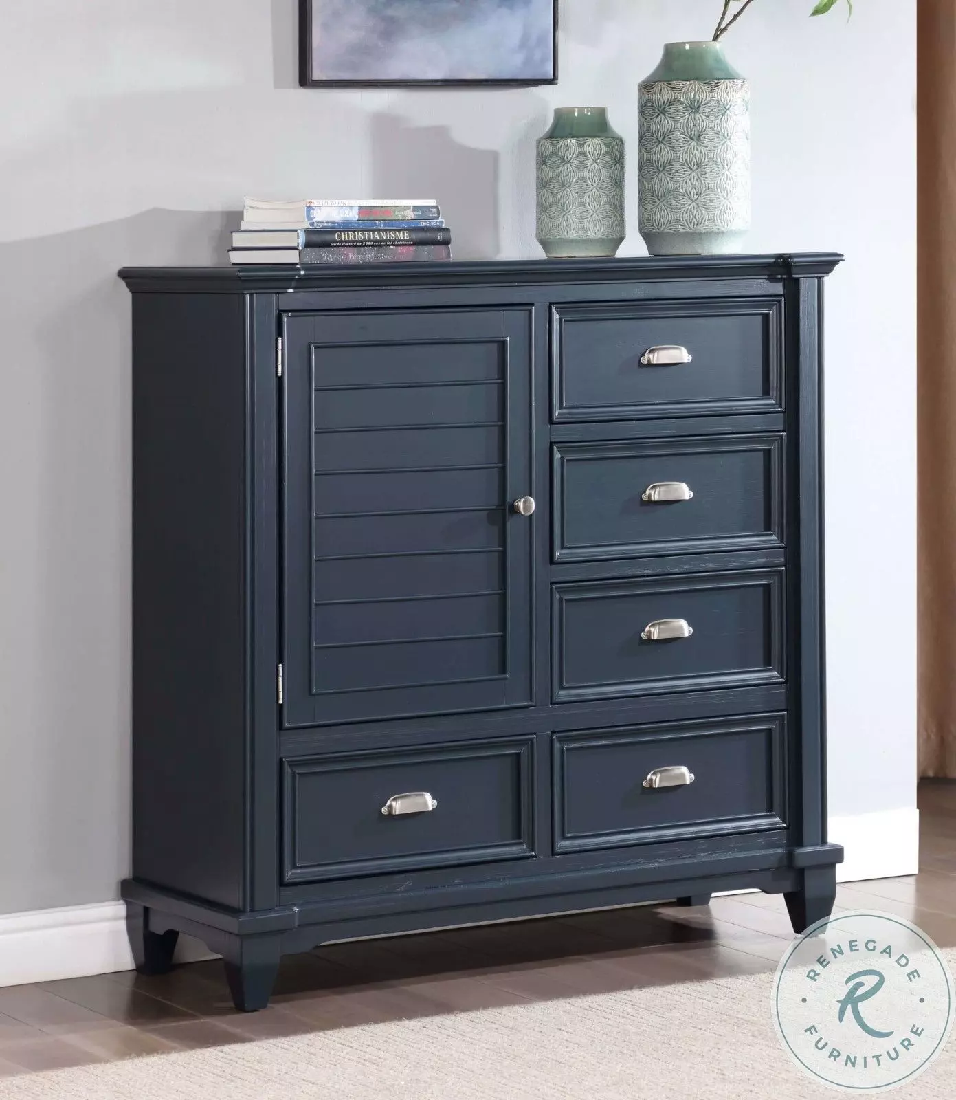 24SS blamink ポロシャツ　ネイビー　36 完売　drawer Manzanillo Slate Blue Armoire From Furniture of America | Coleman