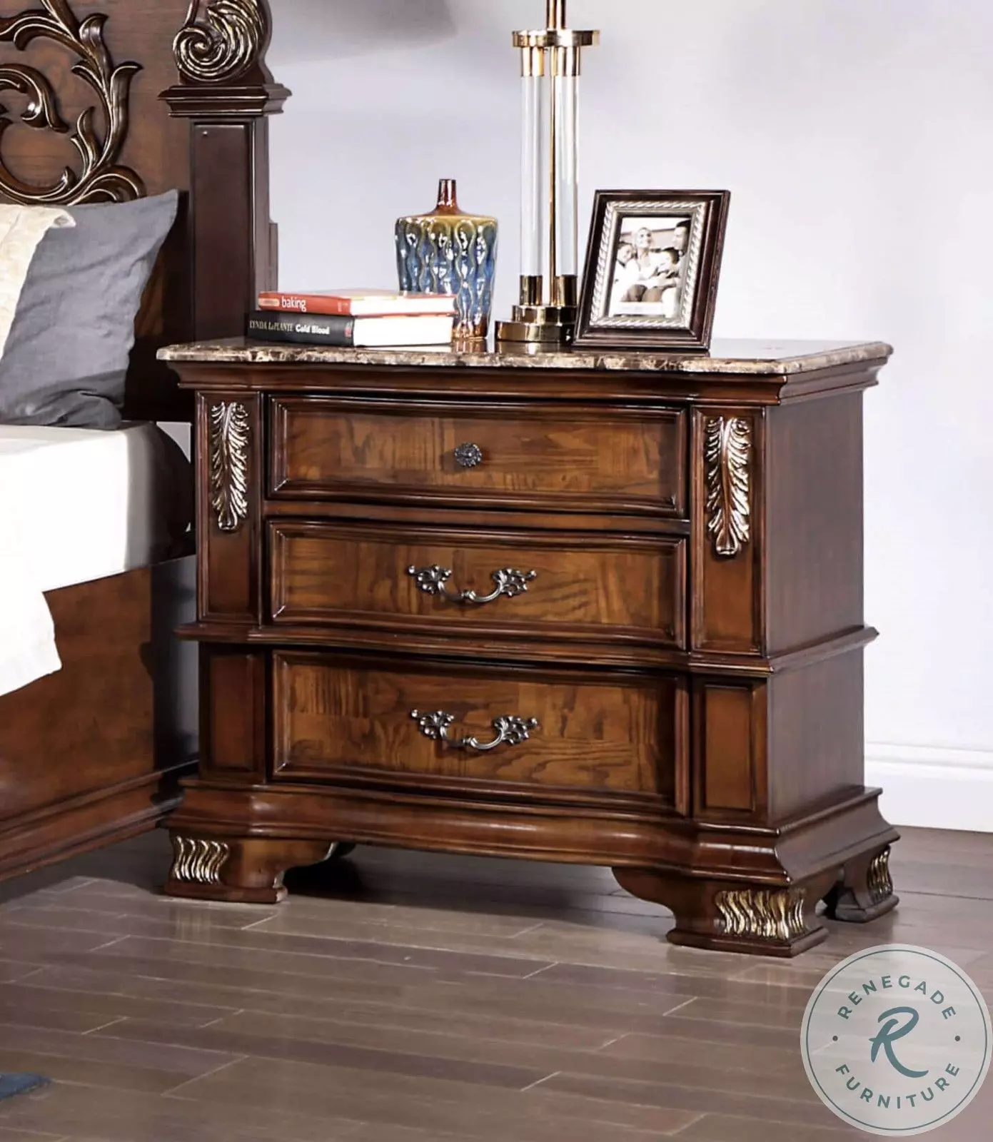Esparanza Brown Cherry Nightstand From Furniture of America