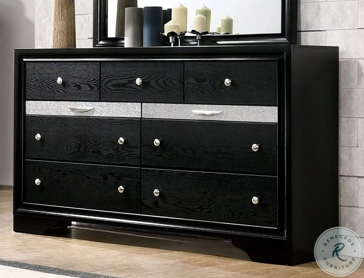 black dresser with silver handles Haiden Modern Black Dresser