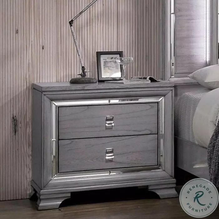Alanis Light Gray Nightstand from Furniture of America