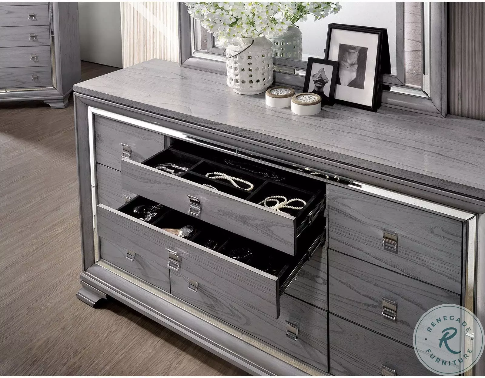 slim fit dress slacks Ioana Antique Grey Finish Wood Dresser and Mirror – Roundhill Furniture