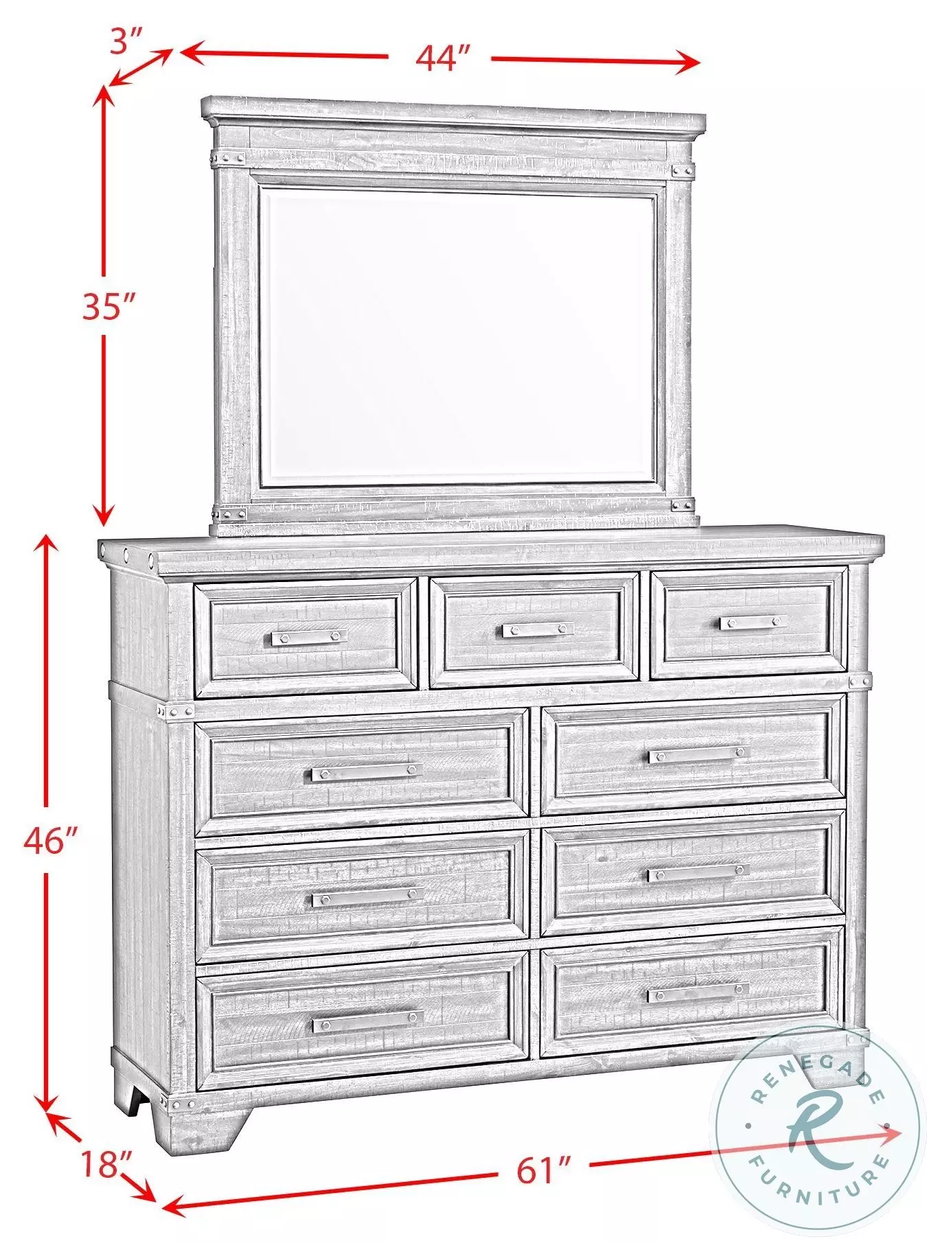 Canyon Ridge Charcoal 9 Drawer Dresser And Mirror