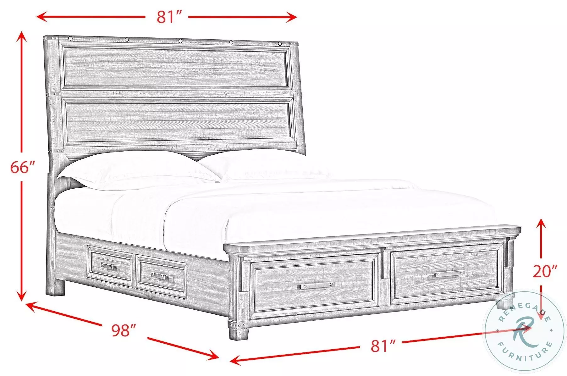 Canyon Ridge Charcoal King Storage Panel Bed