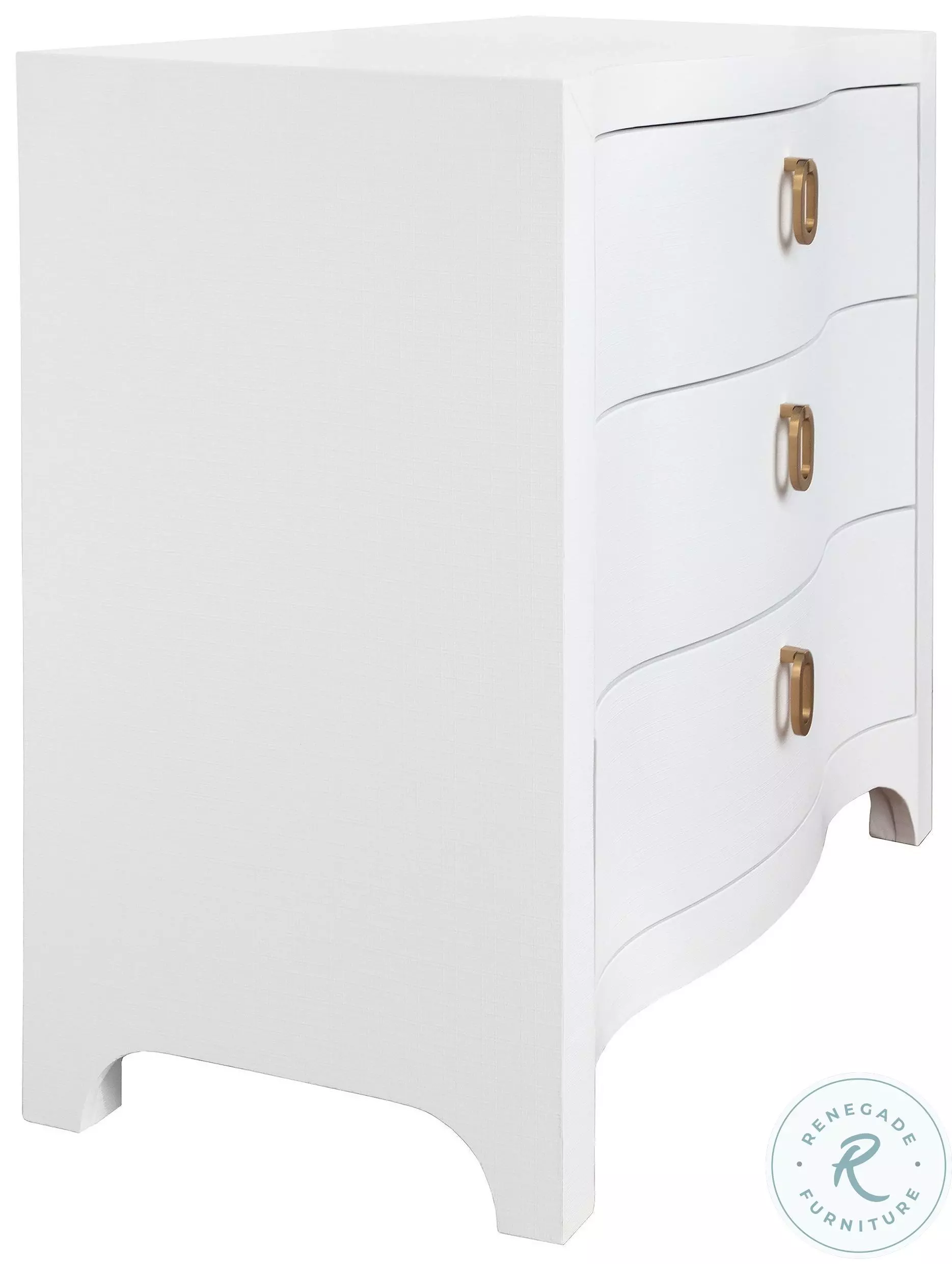 Cora White Textured Linen 3 Drawer Curved Front Chest From Worlds