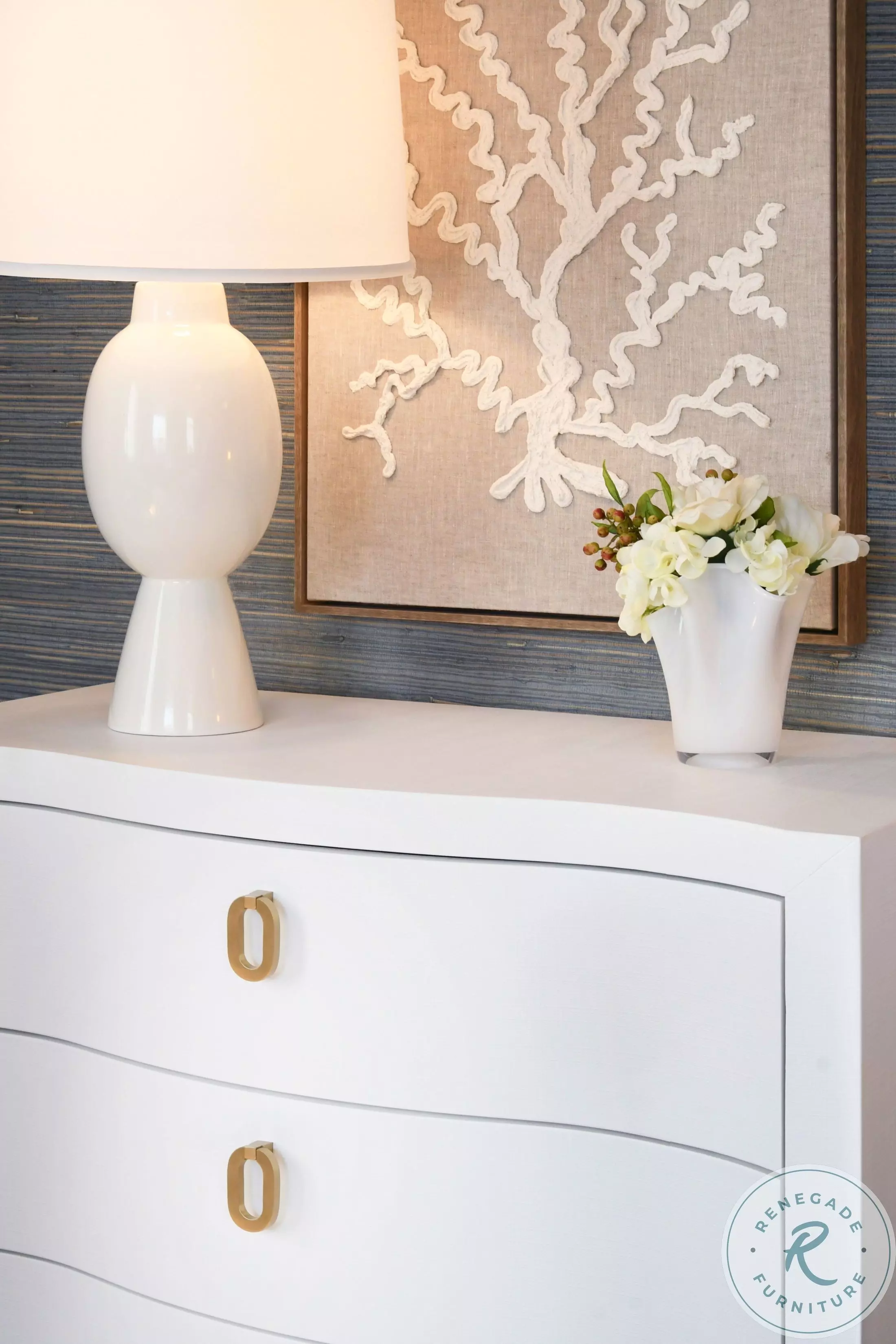 Cora White Textured Linen 3 Drawer Curved Front Chest From Worlds