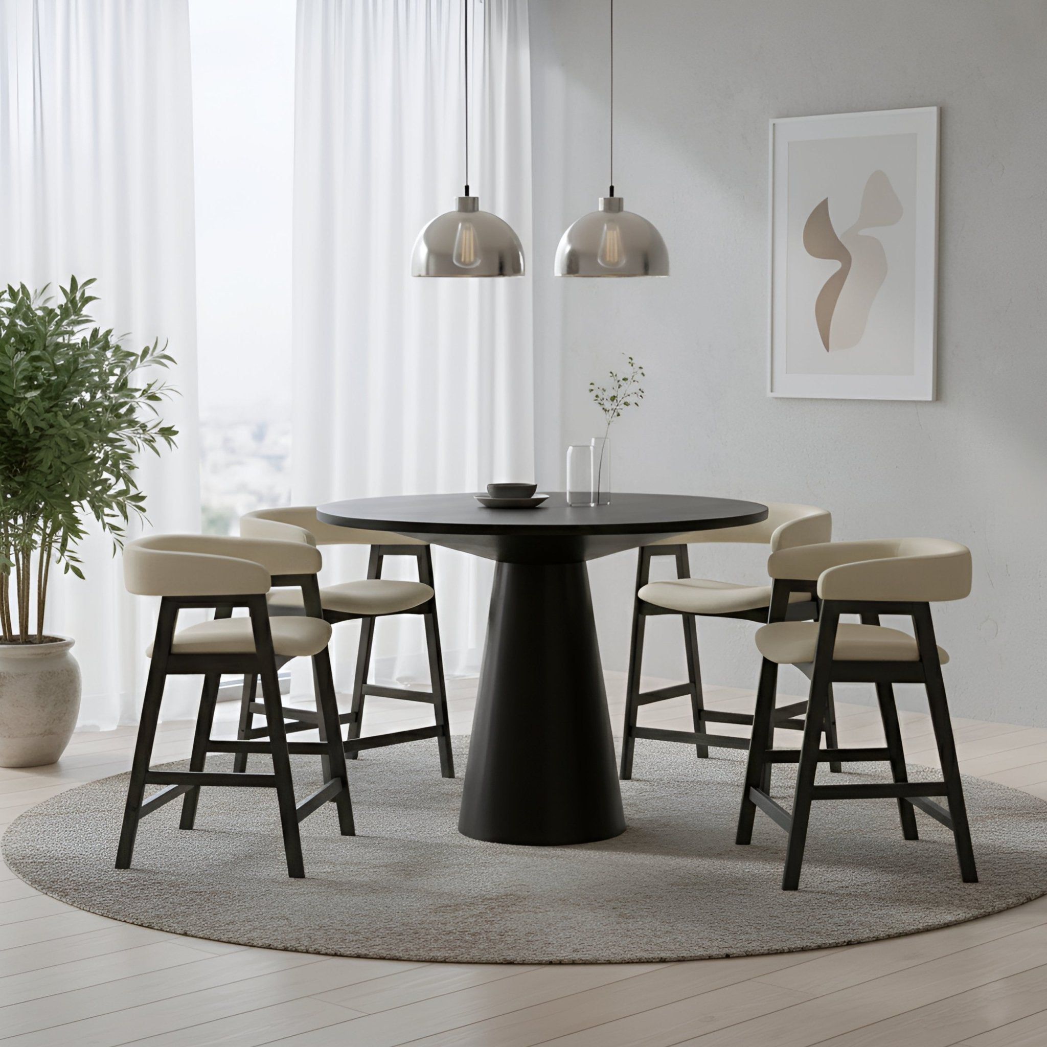 Cove Vintage Black Round Counter Height Dining Room Set From Alpine ...