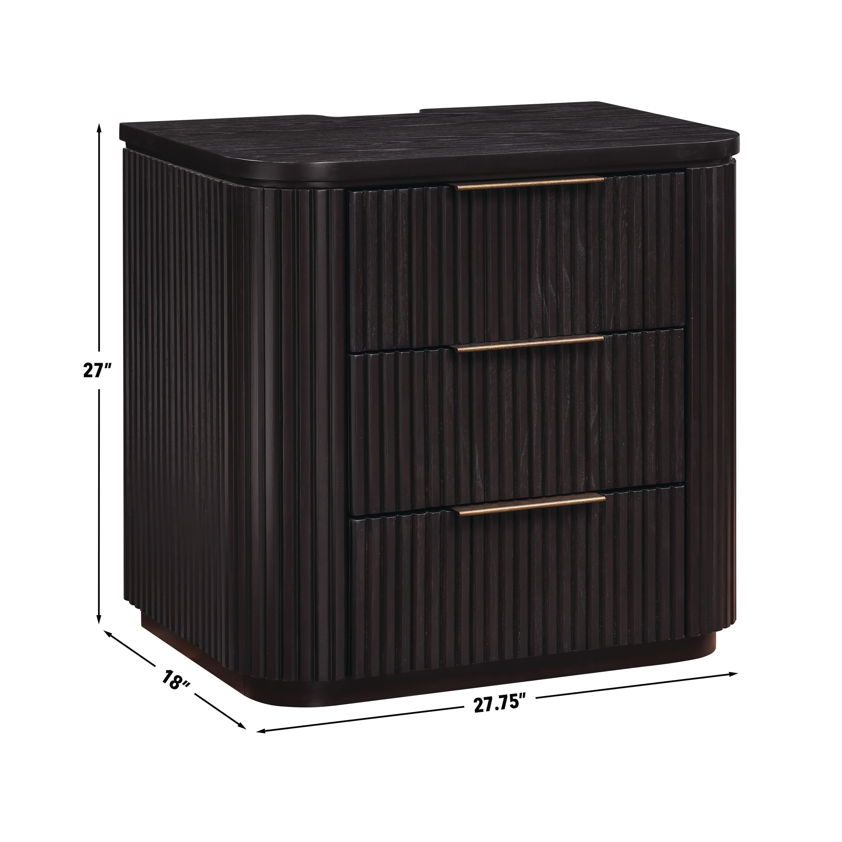 Henry Espresso 3 Drawer Nightstand with USB Charging