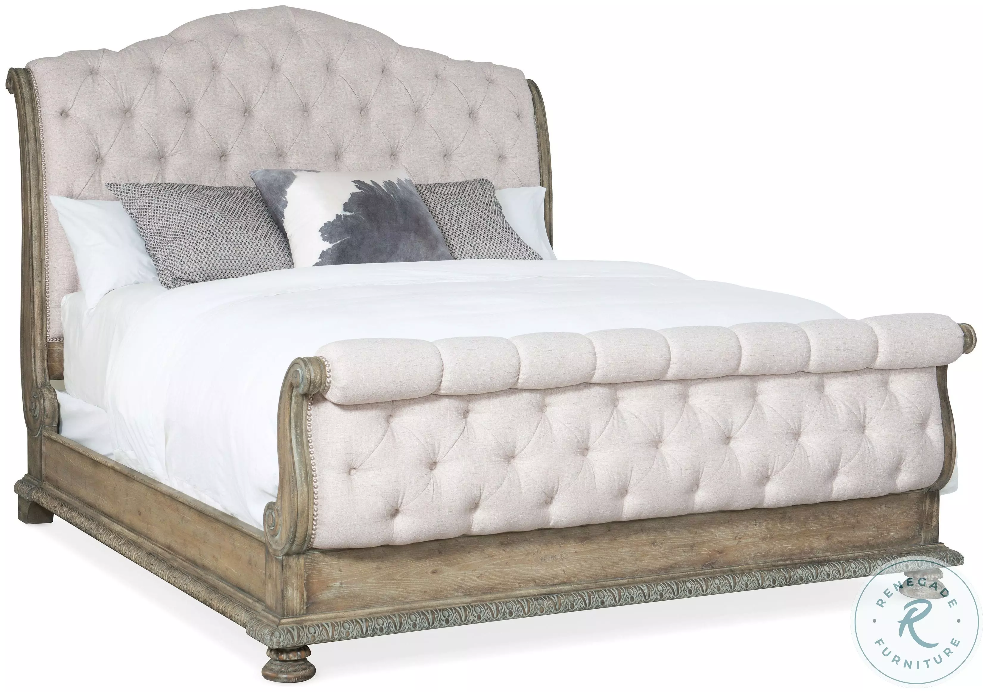 Castella Natural Tan Tufted Upholstered Cal. King Sleigh Bed