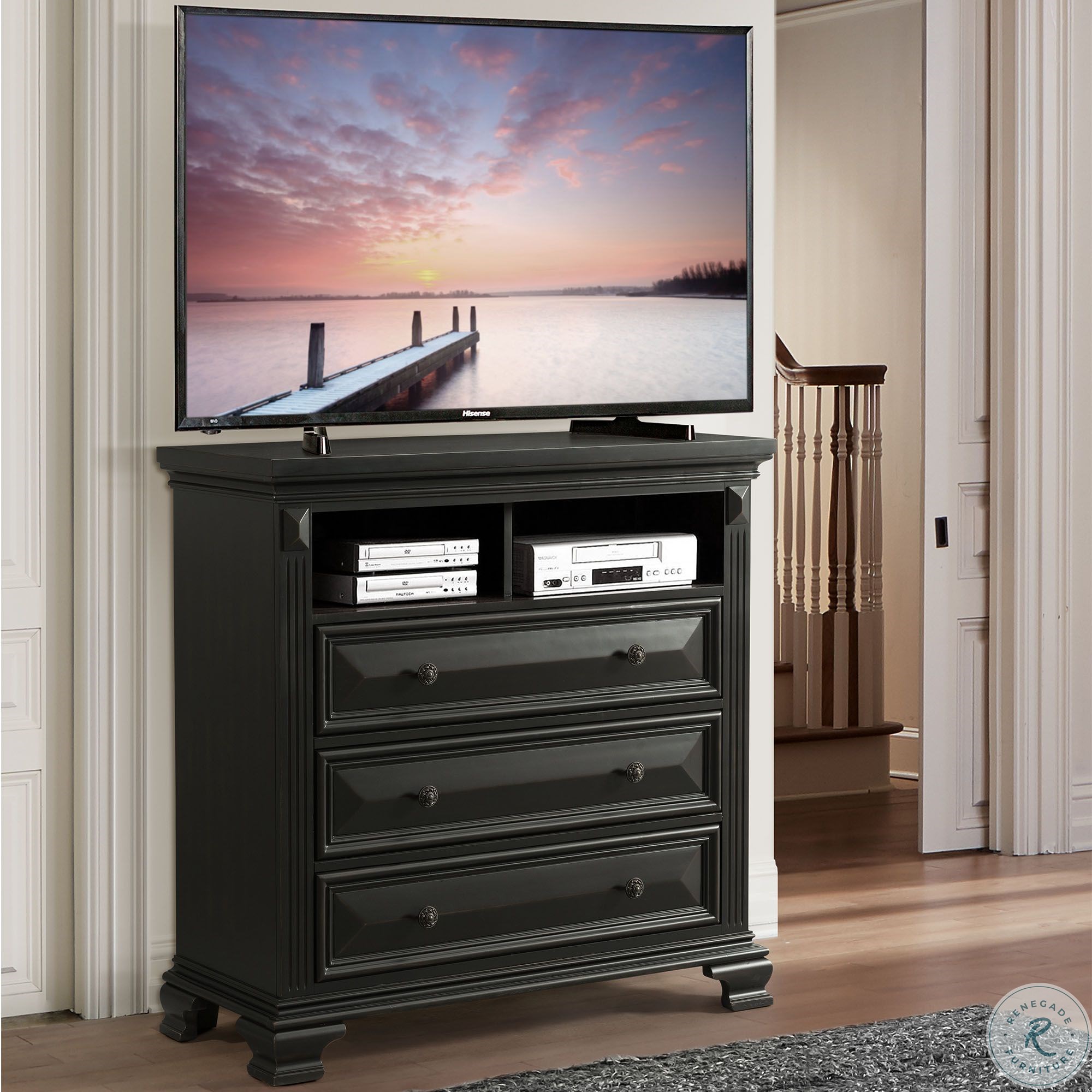 Trent Antique Black Media Chest from Elements Furniture Coleman Furniture