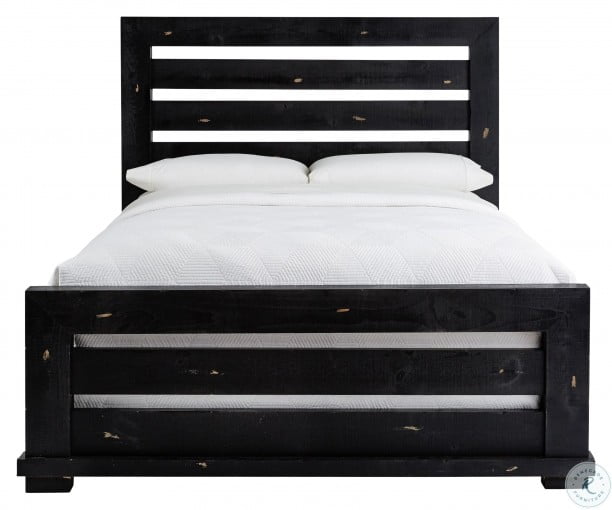 Willow Distressed Black Slat Panel Bedroom Set from Progressive