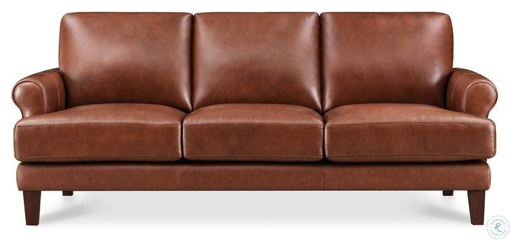 Soleil Brandy Leather 80" Sofa