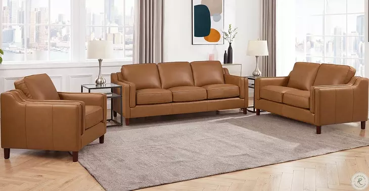 Isla Cognac Leather 84" Sofa