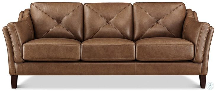 Cassie Latte Leather 84" Sofa