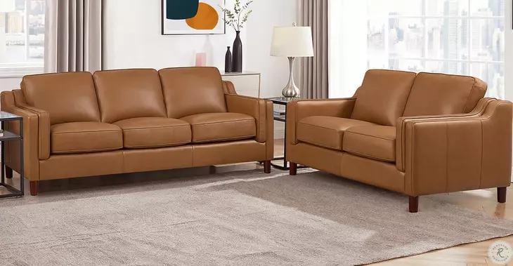 Isla Cognac Leather 60" Loveseat