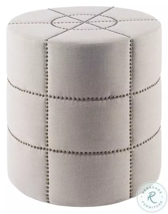 Beacon Cream Fabric Round Ottoman