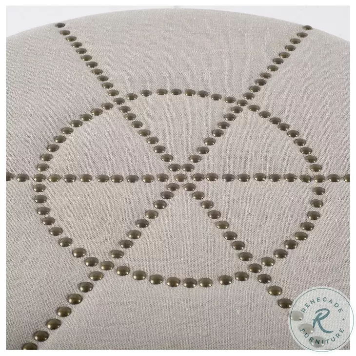 Beacon Cream Fabric Round Ottoman