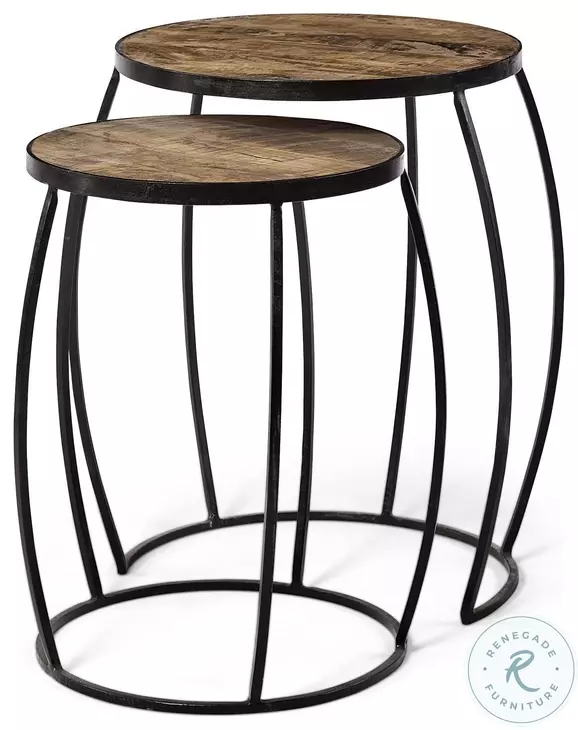 Clapp Brown Wood And Black Iron Nesting Table Set of 2