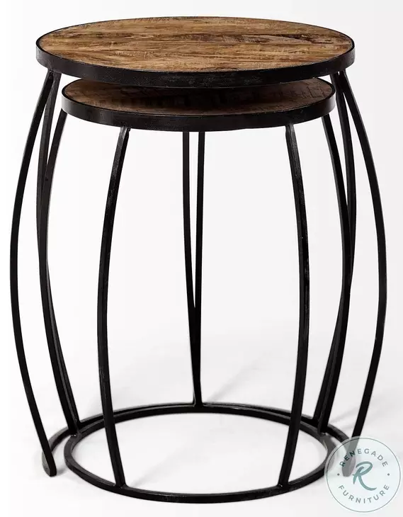 Clapp Brown Wood And Black Iron Nesting Table Set of 2