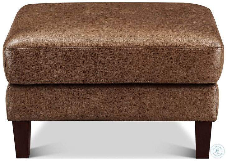 Cassie Latte Leather Upholstered Rectangular Ottoman