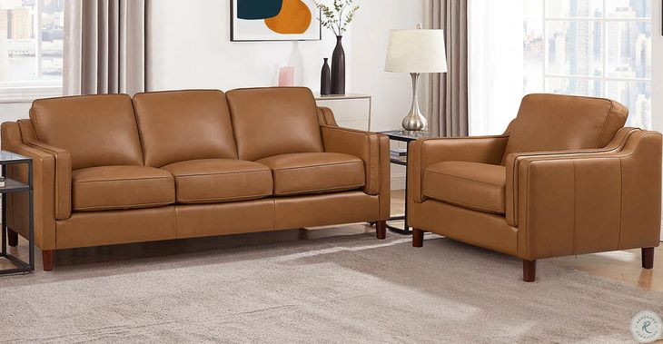 Isla Cognac Leather Upholstered Accent Chair