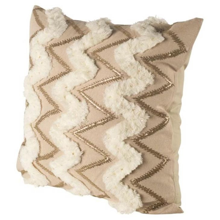 Duston II Tan and White Decorative Pillow Cover