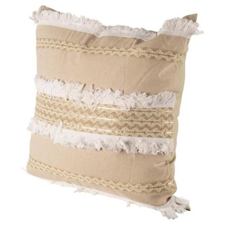Duston III Tan and White Decorative Pillow Cover