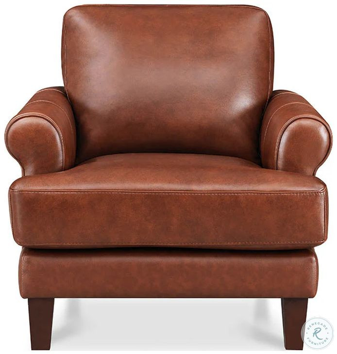 Soleil Brandy Leather Upholstered Lounge Chair